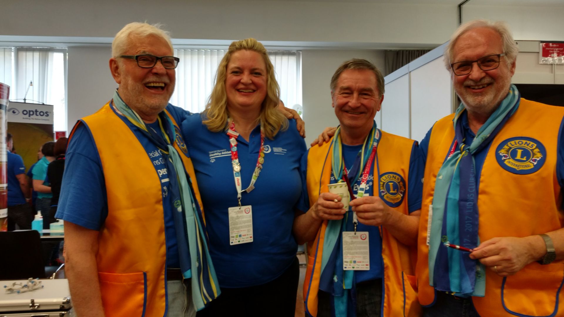 Dr. Knueppel with Lions Club International volunteers from Graz, Austria at the 2017 World WInter Games