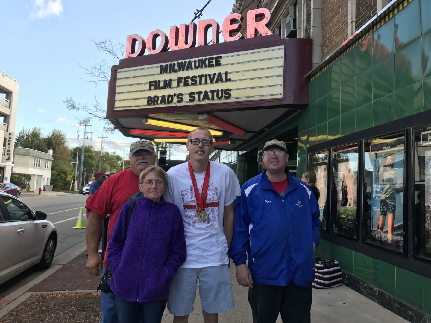 SOWI swimmer Steve Woodard with his parents and brother at the Swim Team screening