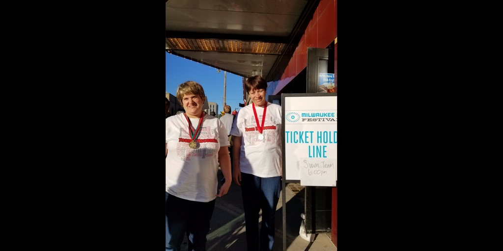 Kim Raatz (L) and Chris Cherne at a Milwaukee Film Festival screening of Swim Team, a documentary about Special Olympics swimmers