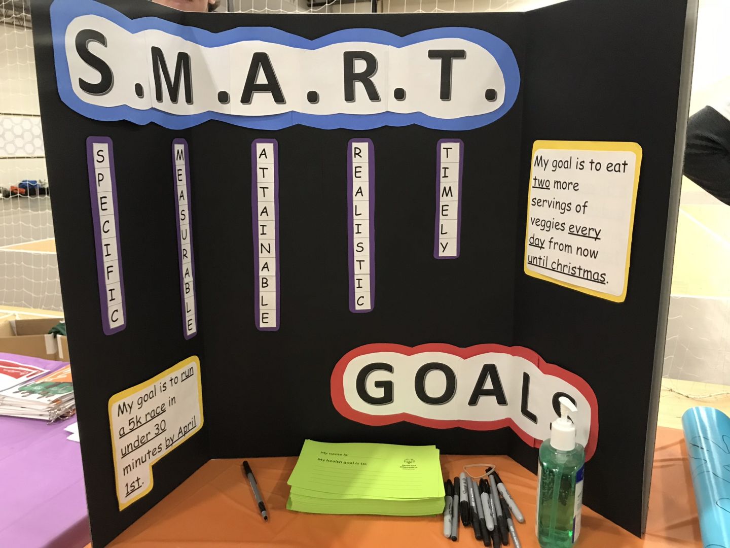 The S.M.A.R.T. Goals display at the pledge station