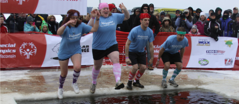 A Walgreens team taking the Polar Plunge