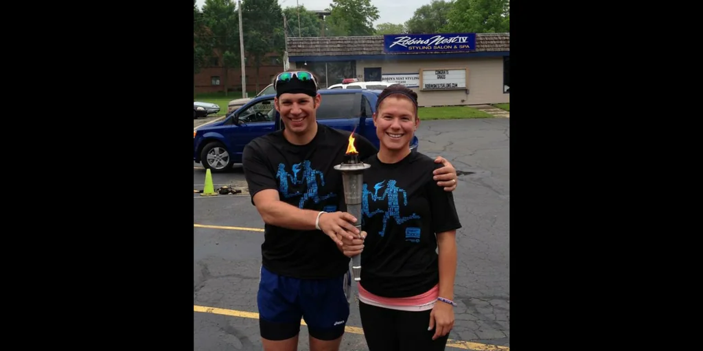 Officer Kate Schaper (R) at a Torch Run