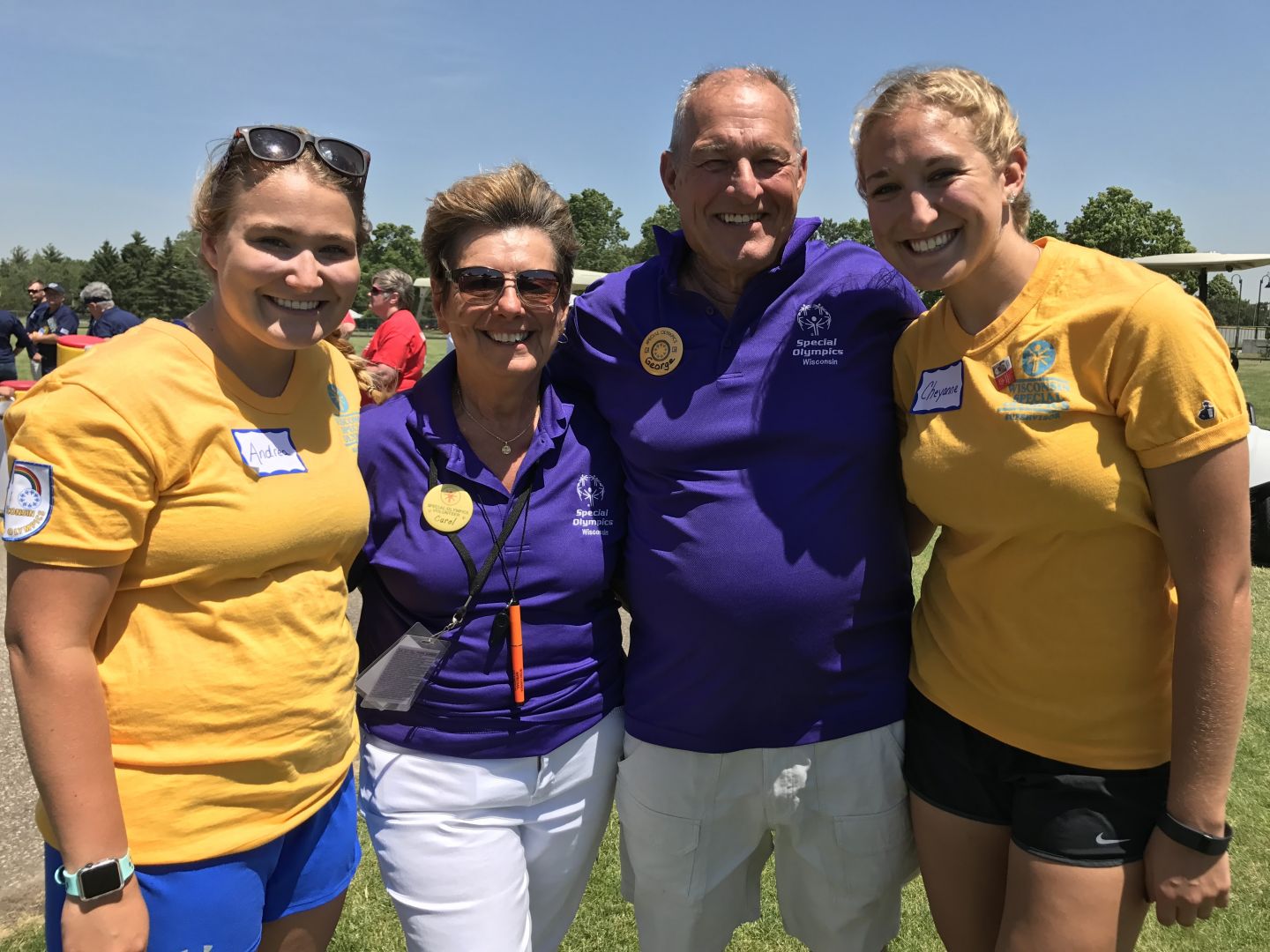 The Strassers with their granddaughters at the 2017 Summer Games (L to R: Andrea Davis, Carol Strasser, George Strasser, Cheyanne Davis)