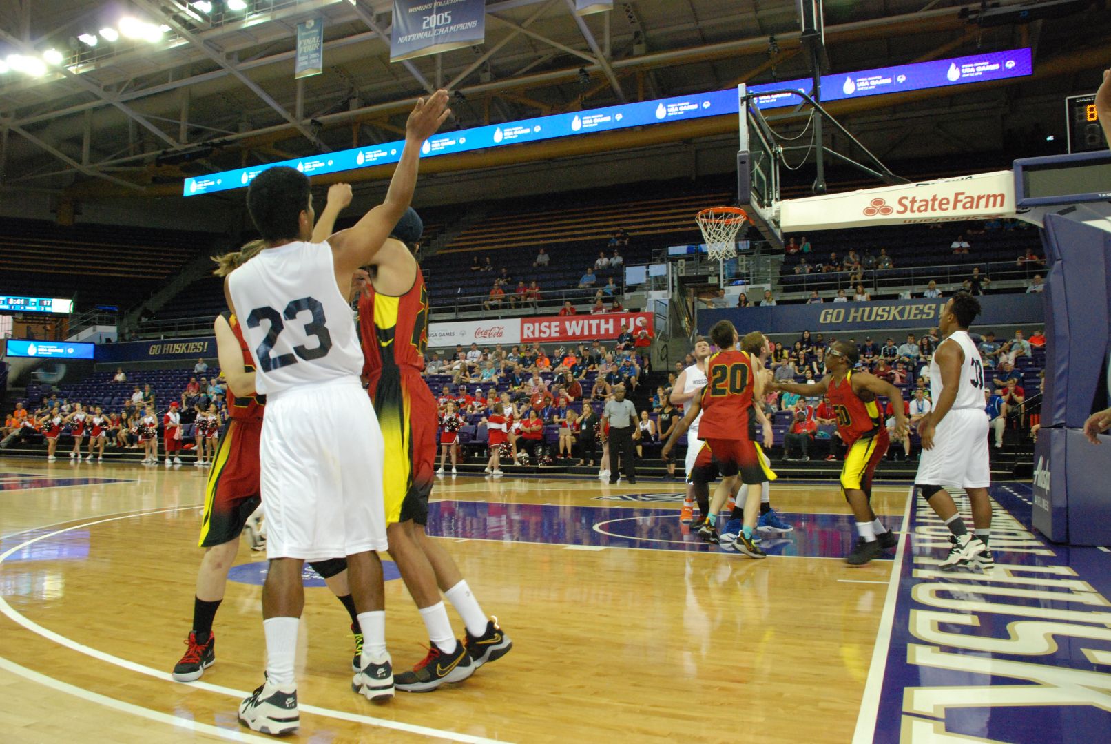 Colton Lohrenz shoots a three-point shot during the championship game against Maryland