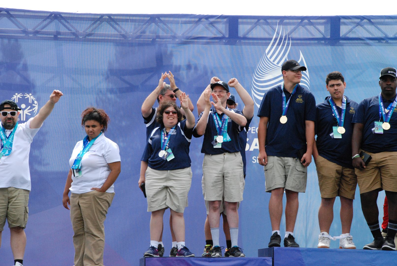 Team Wisconsin's bocce team receives their silver medals