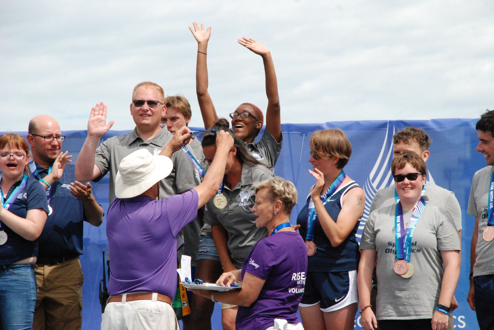 Team Wisconsin's 4x400 relay team receives their gold medals