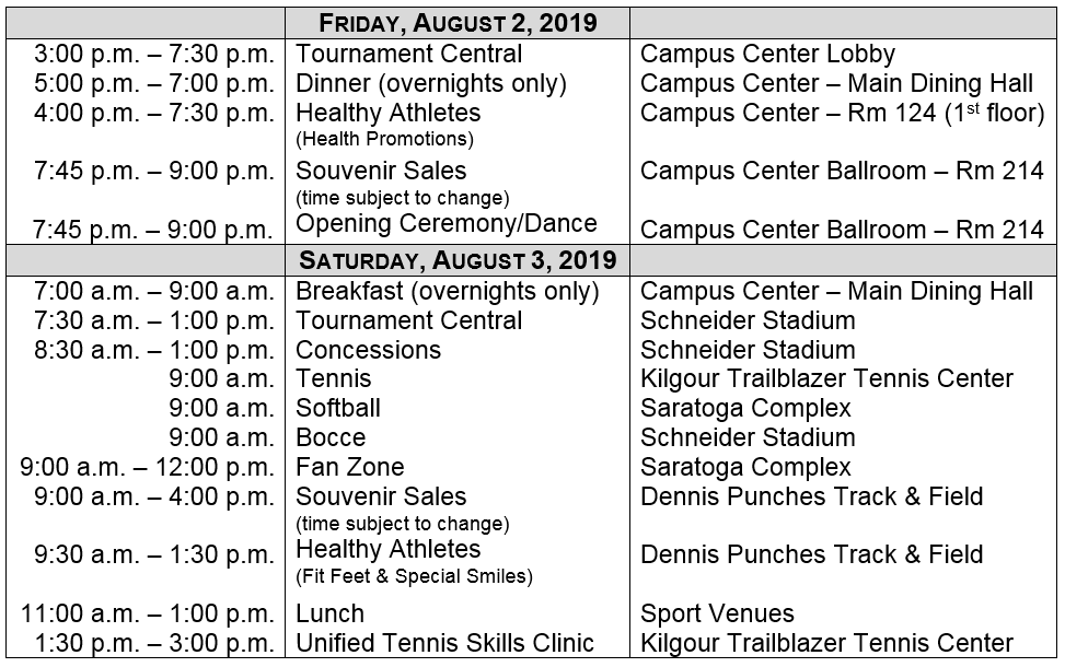 Competition Schedule Special Olympics Wisconsin Competition Schedule Special Olympics Wisconsin